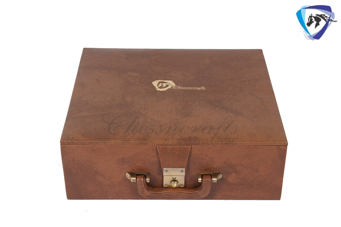 COMBO of 4" Royal Staunton Rosewood Chess Pieces Set Weighted 4Q + 19" Rosewood Chess Board SQ: 51mm(2") & Leather Storage Box
