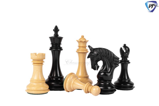 4.5" Staunton Ebony wood Chess pieces Set- CONTEMPORARY series + 23" Ebonywood chess board(60mm) with notations + Leatherette storage box