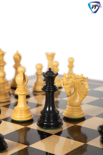 4.5" Staunton Ebony wood Chess pieces Set- BENEVENTO - Triple Weighted + 23" Ebony wood Chess Board(SQ:60mm)  + Leatherette storage Box.