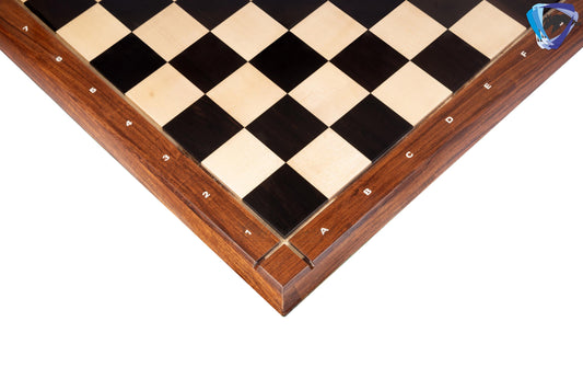 23" Ebony wood Chess board -TAPERED border with Notations made of Golden Rosewood- Handcrafted big size chess board inlaid squares 60mm