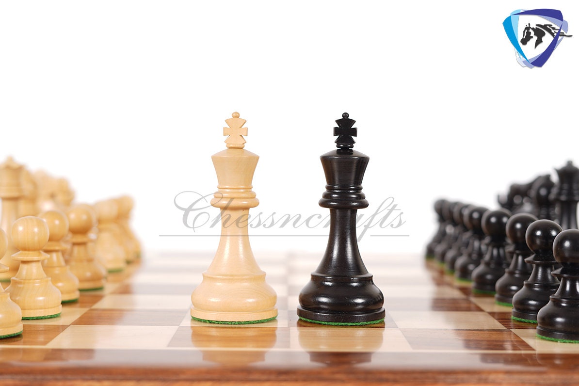 3.9" Reykjavik Staunton Chess pieces Set in Ebonized Boxwood- Weighted - 1972 Bobby Fischer Spassky championship chess 19" CHESS BOARD & BOX COMBO(optional)