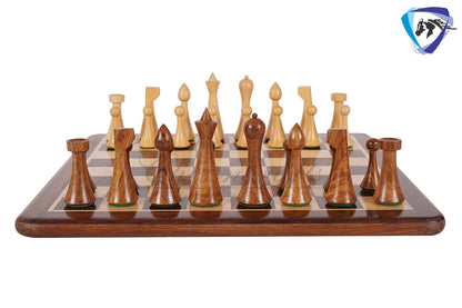 Hermann Ohme Minimalist Rosewood Chess pieces set- 3.75" Modern Mid century design- Handmade chess set specially weighted with extra queens