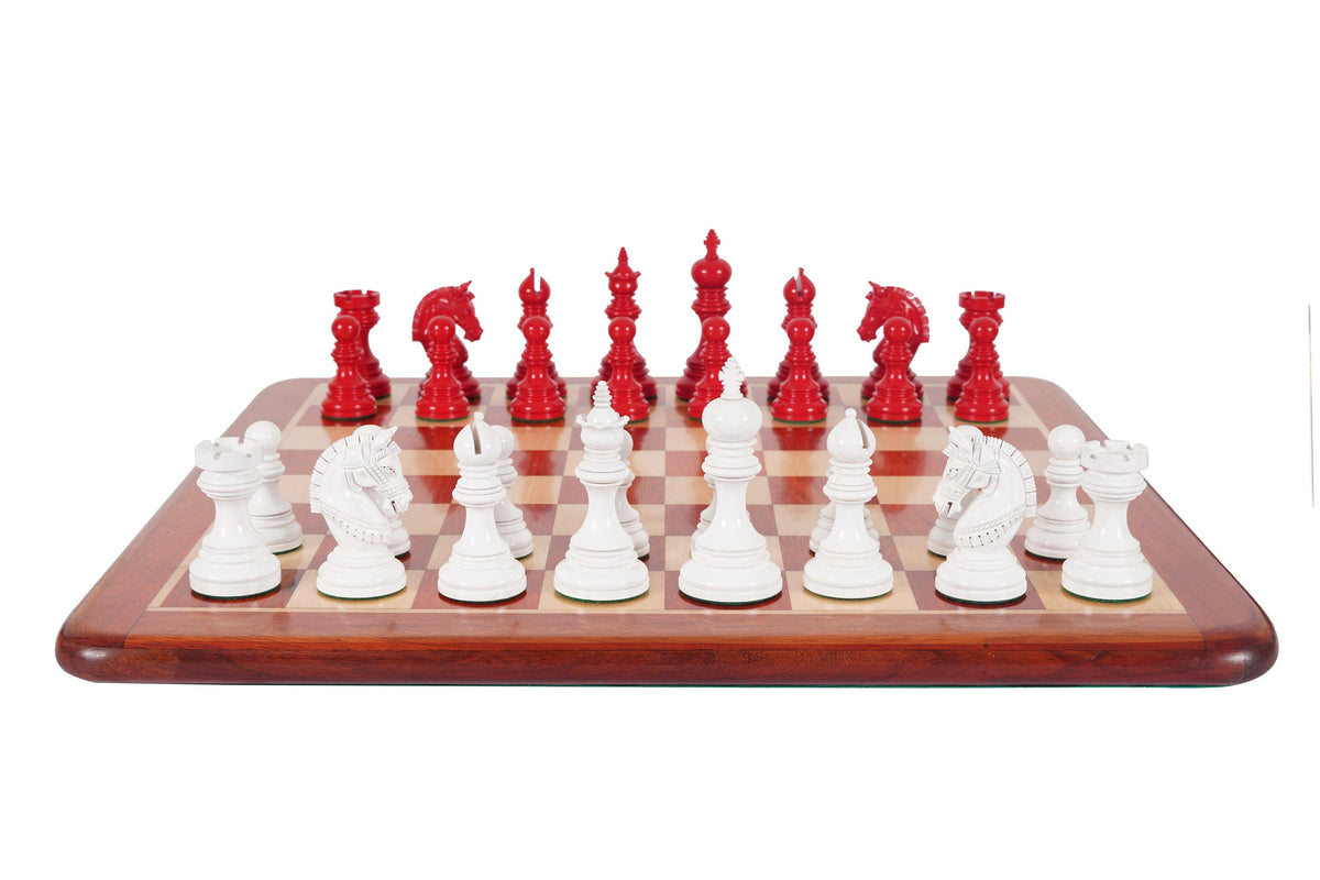 4.1" Luxury Staunton Chess Pieces Set in Painted Boxwood- ARMOURED Triple Weighted w/ 2 Extra queens- 4Q