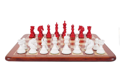 4.1" Luxury Staunton Chess Pieces Set in Painted Boxwood- ARMOURED Triple Weighted w/ 2 Extra queens- 4Q