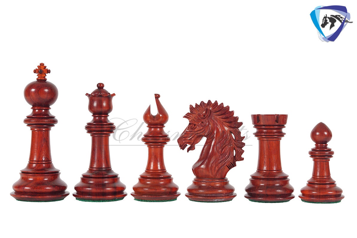 4.5" Staunton Bud Rosewood Chess pieces Set- VICTORIA CROSS - Triple Weighted + 21" Bud Rosewood Chess Board  + Leatherette storage Box.