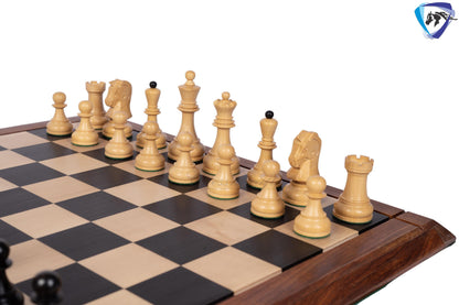 1950 Fischer Dubrovnik Ebonywood chess pieces set King-3.8" + 21" Ebonywood chess board(SQ:55MM) + Leather Storage box-Luxury