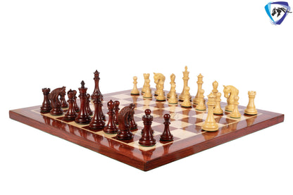 4.5" Staunton Bud Rosewood Chess pieces Set- CONTEMPORARY series + 23" Bud Rosewood Chess board(60mm)  + Leatherette storage box