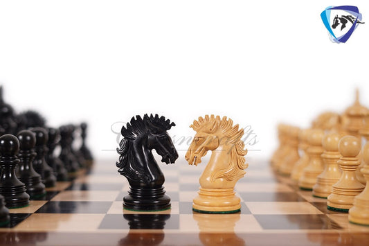 4.5" Luxury Staunton Ebonywood Chess Pieces Set-WELLINGTON + 21" Ebonywood Chess board(SQ:55mm) + Leatherette Storage box for chess pieces