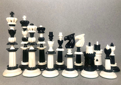 COMBO 6" Camel bone chess set hand carved unique collector vintage chess pieces- LUXURY FLOWER Chess Pieces Set + 21" Maplewood Chess Board.