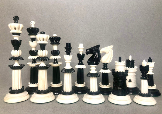 COMBO 6" Camel bone chess set hand carved unique collector vintage chess pieces- LUXURY FLOWER Chess Pieces Set + 21" Maplewood Chess Board.