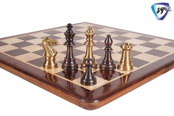 1849 Reproduced Staunton chess pieces set in Brass Metal Antique & Gold polish King: 3.4