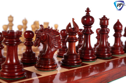 4.5" Luxury Staunton Bud Rosewood Chess pieces Set- PRISTINE-Triple Weighted + 23" Bud Rosewood Chess Board-sq:60mm + Leather Storage Box