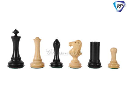 4" Ebonywood Staunton Chess pieces Set- Empire Series Weighted + 19" Ebonywood chess board(51mm) + Leather Storage box for chess men.