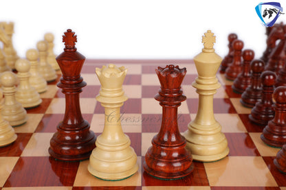 4.5" Luxury Staunton Bud Rosewood & Boxwood Chess pieces Set- COLUMBIAN Luxury- Triple Weighted 2 Extra queens- 4Q