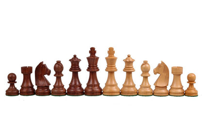 King: 3" & 3.75" Tournament Golden Rose wood chess pieces set German knight + Sheesham wood storage box