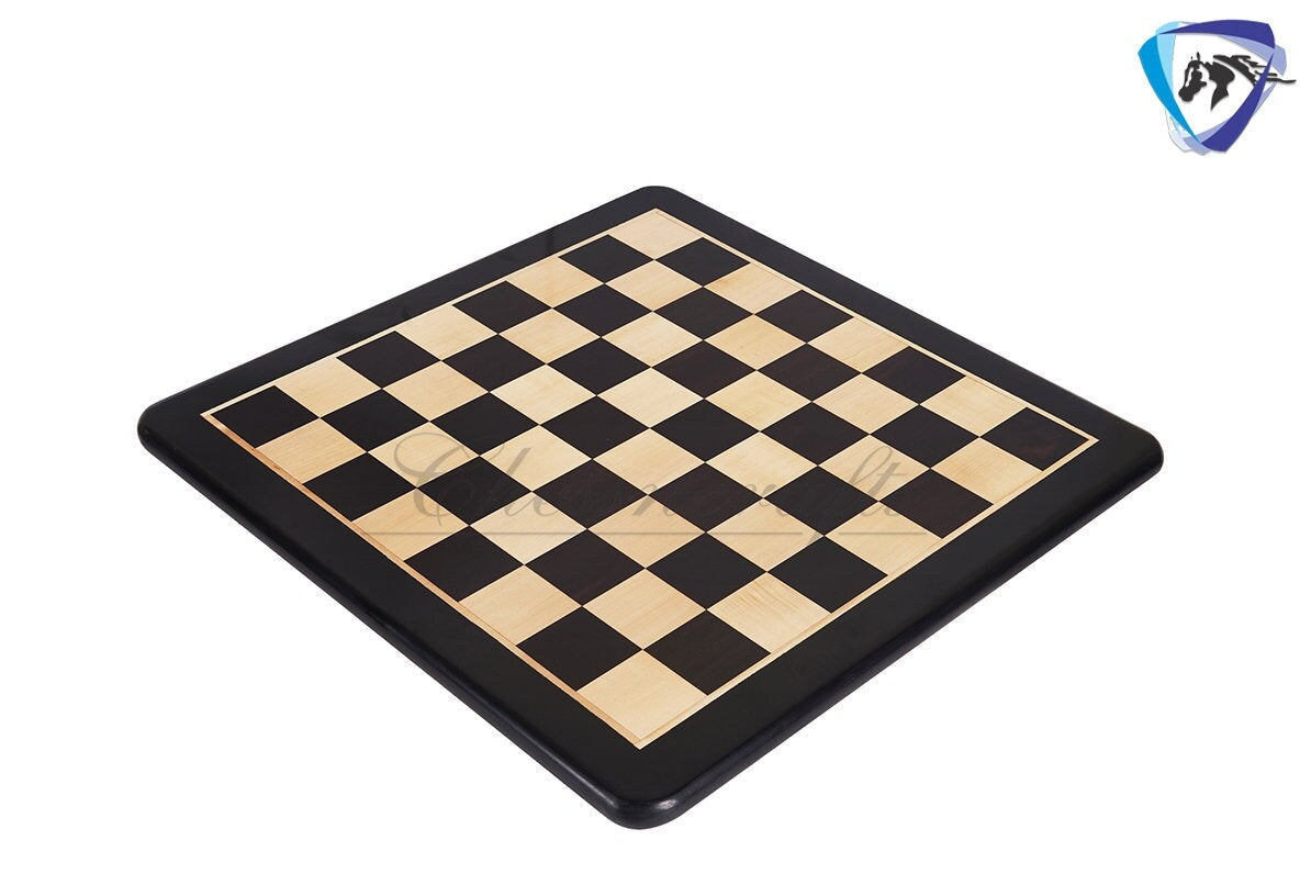 19" Ebony wood chess board rounded corners and edges Super fine lacquered polish-IMPERFECT CHESS BOARD- minor imperfections- special offer