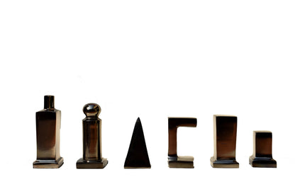 14" Metal chess Board Set- BAUHAUS INSPIRED Unique design-Black & Silver/Gold Metal Chess pieces-Chess gift- Luxury Metal chess Set
