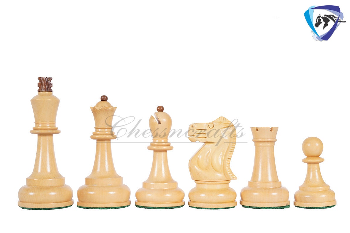 COMBO 3.75" Chess Pieces Set Soviet Grandmaster Supreme  Golden Rosewood & Boxwood + 19"(51mm) Golden Rosewood Chess Board - Chess Board Set