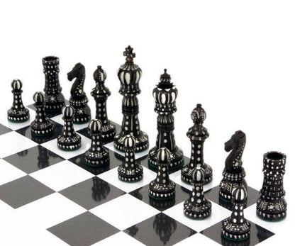 Bone chess pieces set king 4" hand carved camel bone chess set Crown design-ONLY CHESS PIECES(32)