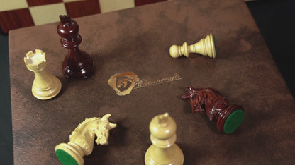 4.5" Luxury Staunton Bud Rosewood-Boxwood Chess pieces Set-Alexander Series-Triple Weighted+ 21"/ 23" Bud Rosewood Chess Board + Storage Box